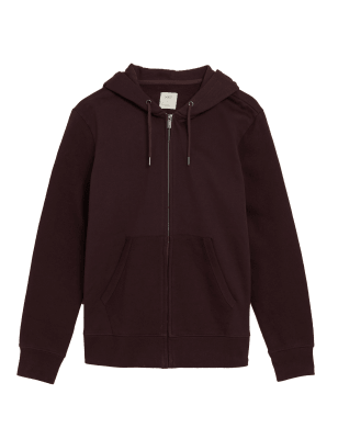 

Mens M&S Collection Hoody aus reiner Baumwolle - Dark Burgundy, Dark Burgundy