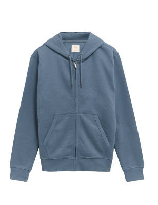 

Mens M&S Collection Pure Cotton Hoodie - Medium Blue, Medium Blue