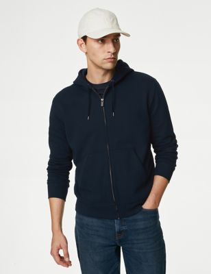 Marks And Spencer Mens M&S Collection Pure Cotton Hoodie - Dark Navy, Dark Navy