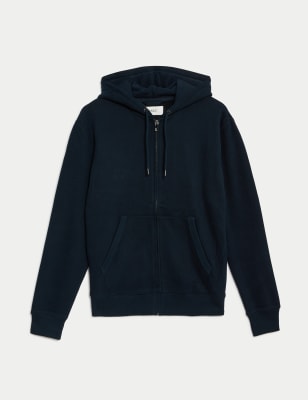 Sweatshirt jacket with a hood - dark blue