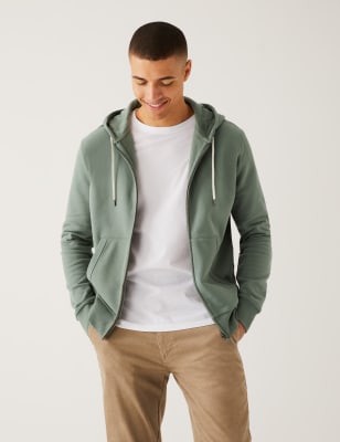 

Mens M&S Collection Pure Cotton Hoodie - Dark Sage, Dark Sage