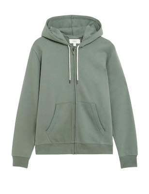 

Mens M&S Collection Pure Cotton Hoodie - Dark Sage, Dark Sage