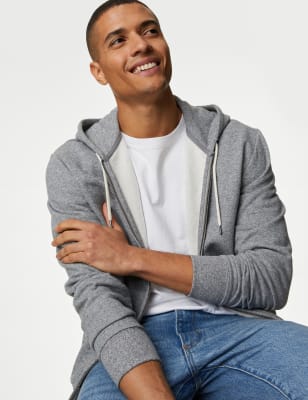 Marks And Spencer Mens M&S Collection Pure Cotton Hoodie - Grey Marl