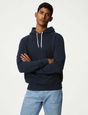Marks And Spencer Mens M&S Collection Pure Cotton Hoodie - Dark Navy