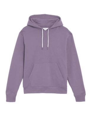 Mens M&S Collection Pure Cotton Hoodie - Dark Lilac