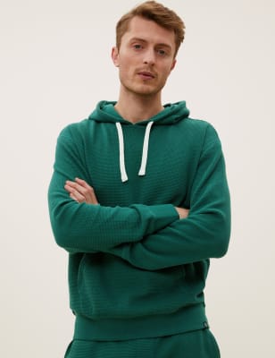

Mens M&S Collection Pure Cotton Textured Hoodie - Dark Green, Dark Green