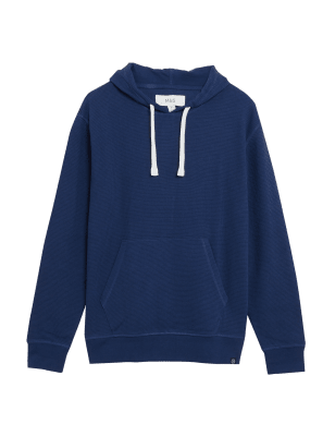 

M&S Collection Sudadera con capucha texturizada 100% algodónMens - Dark Indigo, Dark Indigo