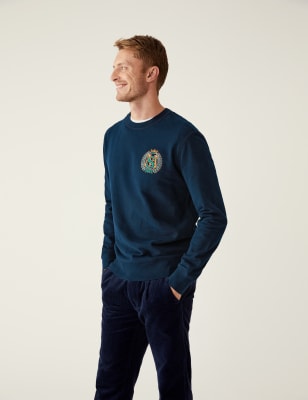 

Mens M&S Collection Pure Cotton Embroidered Sweatshirt - Dark Navy, Dark Navy