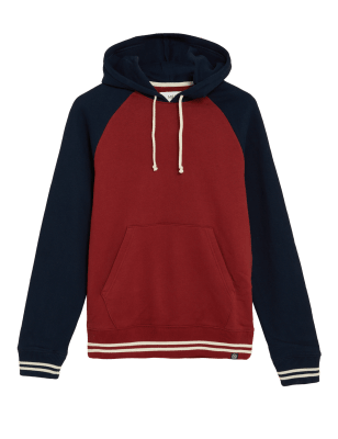 

Mens M&S Collection Hoodie aus reiner Baumwolle mit Blockfarben - Dark Coral, Dark Coral