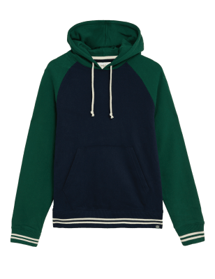 

Mens M&S Collection Pure Cotton Colour Block Hoodie - Dark Green, Dark Green