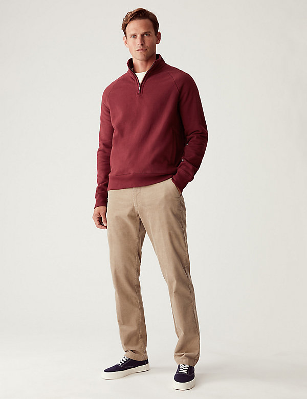 Pure Cotton Half Zip Sweatshirt - US