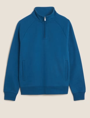 

M&S Collection Sudadera 100% algodón con media cremalleraMens - Dark Blue, Dark Blue