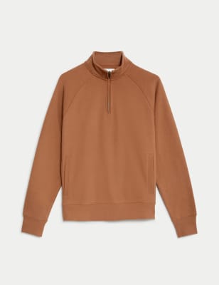 

Mens M&S Collection Pure Cotton Half Zip Sweatshirt - Nutmeg, Nutmeg