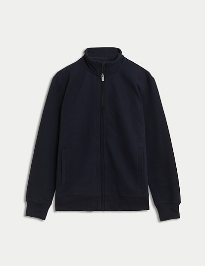 M&S Collection Pure Cotton Zip Up Sweatshirt - Xxlstd - Dark Navy, Dark Navy