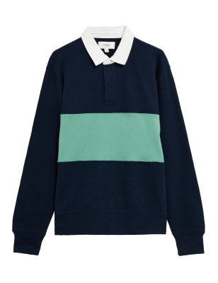 

M&S Collection Sudadera 100% algodón de bloques de colorMens - Dark Navy, Dark Navy