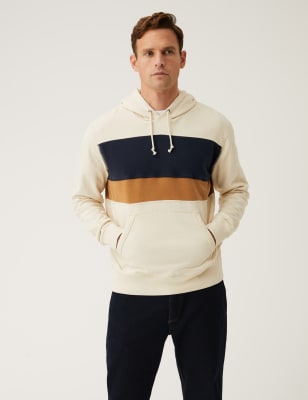 

Mens M&S Collection Hoodie aus reiner Baumwolle mit Blockfarben - Ecru, Ecru