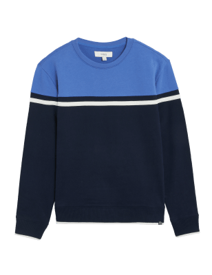 

Mens M&S Collection Pure Cotton Colour Block Sweatshirt - Dark Navy, Dark Navy