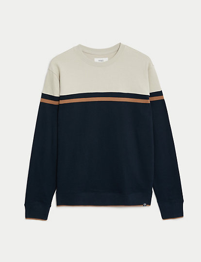 Pure Cotton Colour Block Sweatshirt