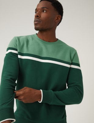 

M&S Collection Sudadera 100% algodón de bloques de colorMens - Dark Green, Dark Green