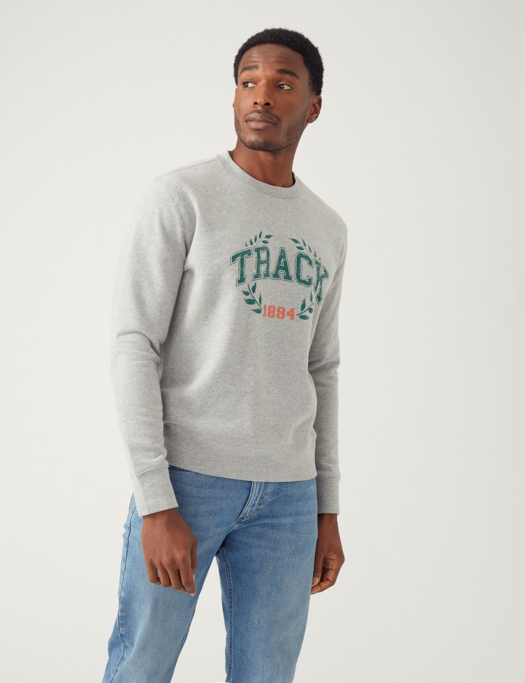 Cotton Rich Track Graphic Sweatshirt image 1
