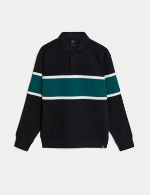Relaxed Fit Pure Cotton Rugby Sweatshirt