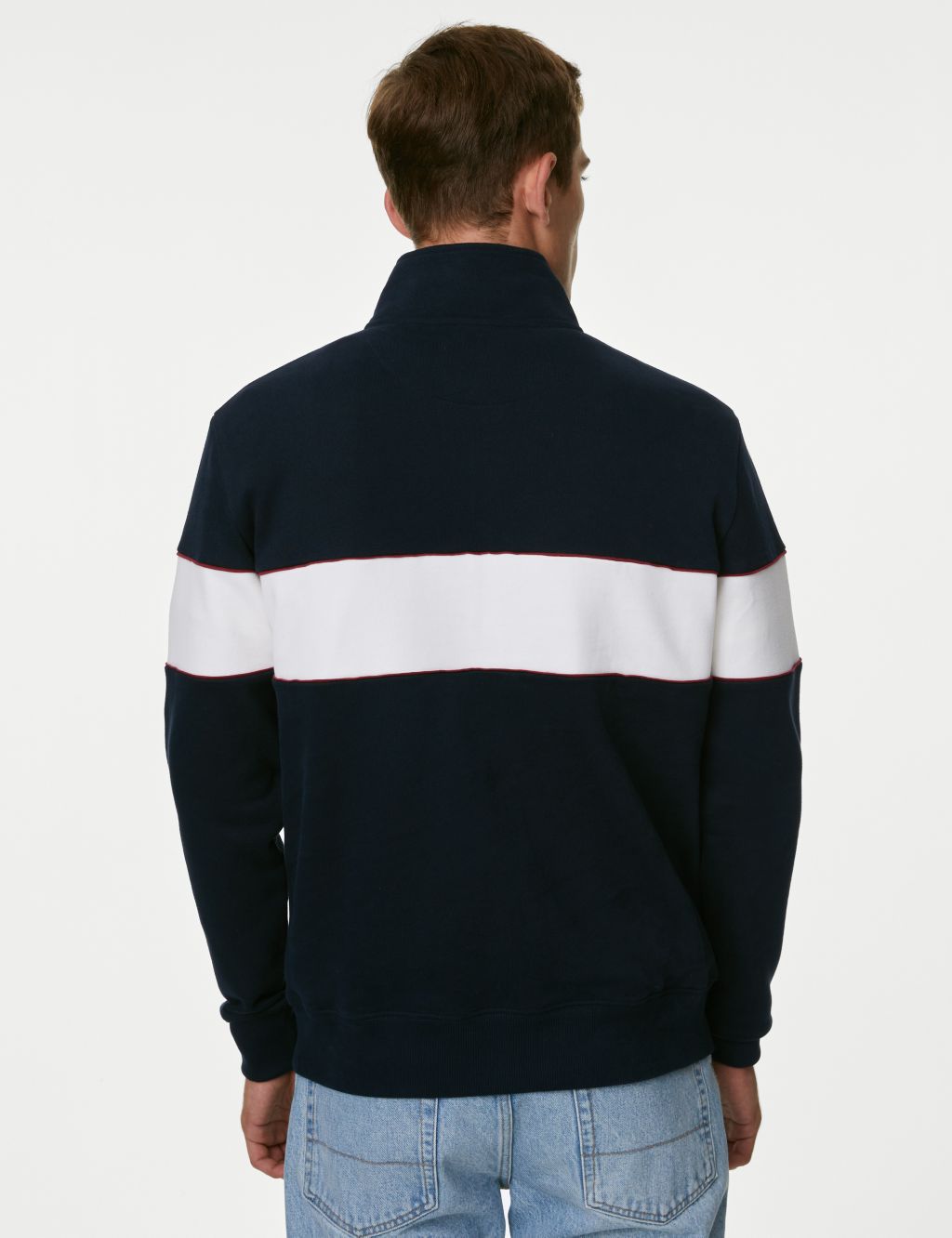 Pure Cotton Colour Block Half Zip Sweatshirt image 6