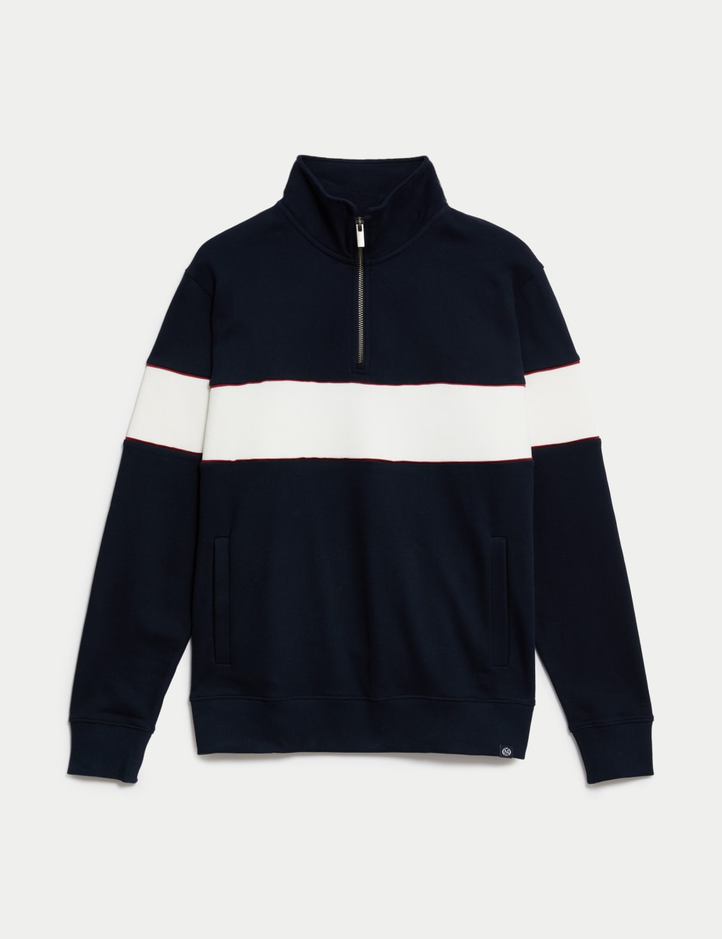 Pure Cotton Colour Block Half Zip Sweatshirt image 2