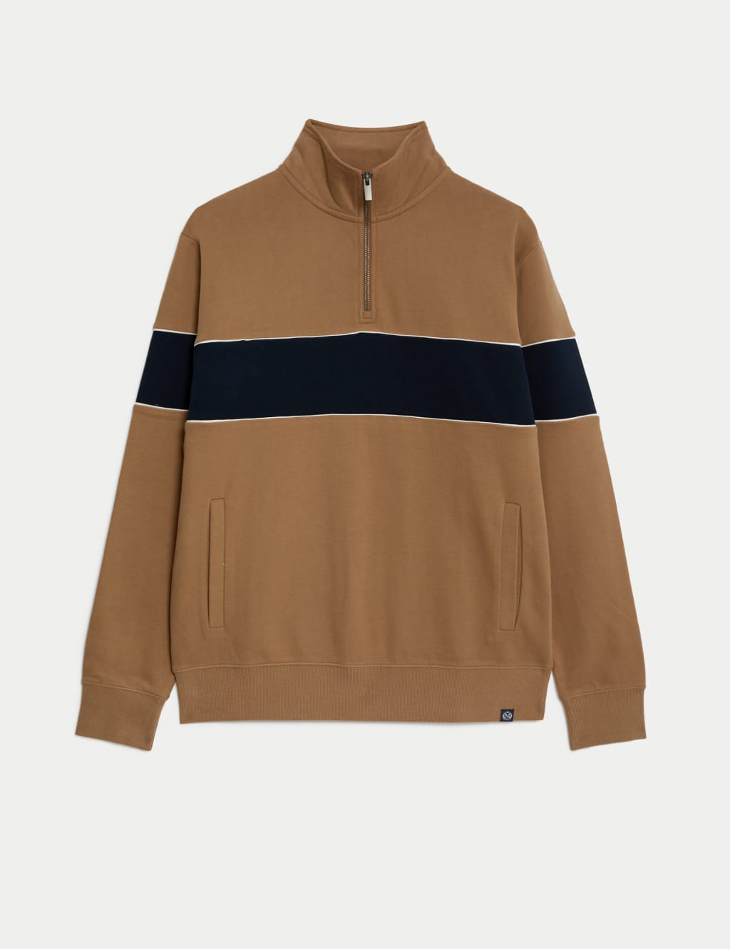 Pure Cotton Colour Block Half Zip Sweatshirt image 1