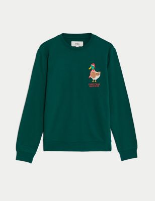 Pure Cotton Christmas Quacker Sweatshirt