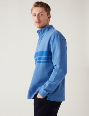 Pure Cotton Striped Funnel Neck Rugby Shirt