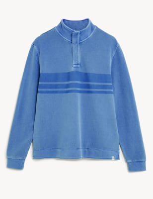 Pure Cotton Striped Funnel Neck Rugby Shirt