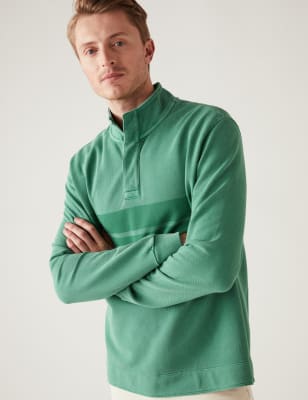 Pure Cotton Striped Funnel Neck Rugby Shirt