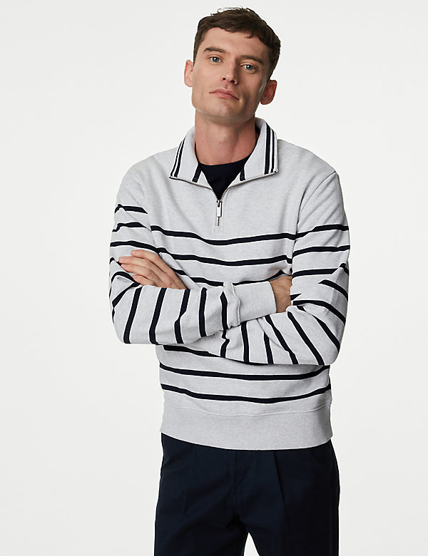 Pure Cotton Striped Sweatshirt - BN