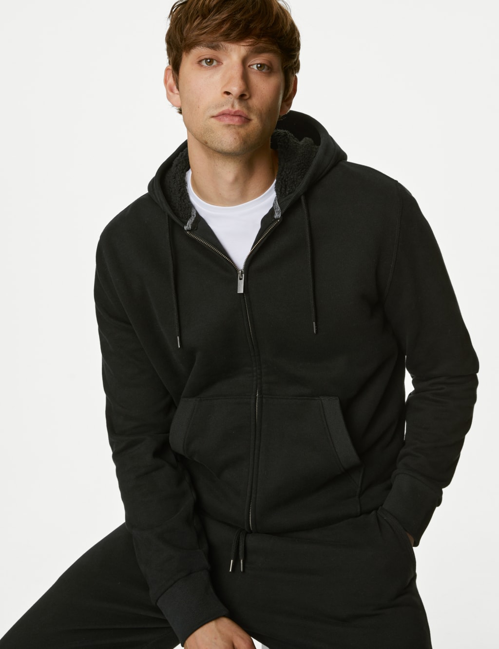 Pure Cotton Fleece Lined Hoodie M S Collection M S