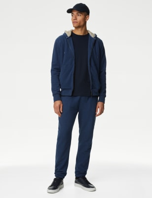 

Mens M&S Collection Hoodie aus reiner Baumwolle mit Fleece-Futter - Blue Marl, Blue Marl