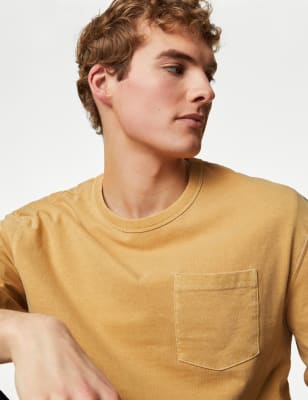 

Mens M&S Collection Relaxed Fit Pure Cotton T-Shirt - Honey, Honey