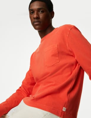 

Mens M&S Collection Relaxed Fit Pure Cotton T-Shirt - Bright Orange, Bright Orange