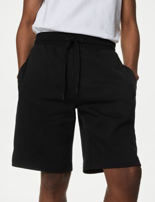 M&S Mens Cotton Rich Oversized Jersey Shorts - MREG - Black, Black,Sage Green,Light Grey,Ecru