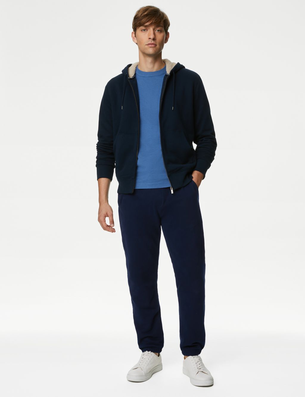 Drawstring Pure Cotton Fleece Lined Joggers image 3
