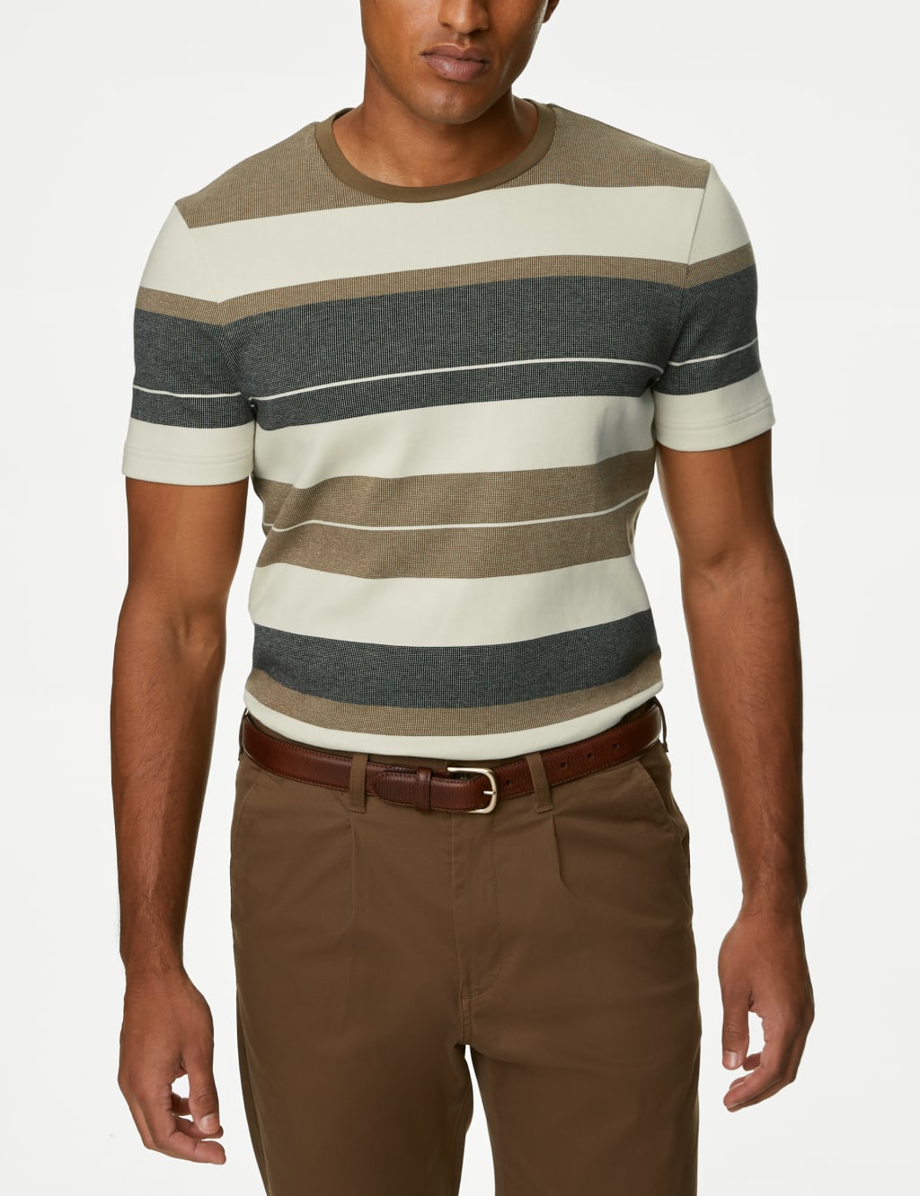 Pure Cotton Double Knit Striped T-Shirt image 3