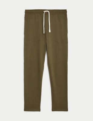 

Mens M&S Collection Jogginghose aus reiner Baumwolle mit geradem Bein und Kordelzug - Olive, Olive