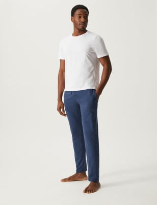 Marks And Spencer Mens M&S Collection Cotton Rich Straight Leg Joggers - Denim, Denim