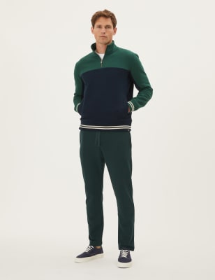 

M&S Collection Pantalones deportivos de pata recta de algodónMens - Dark Green, Dark Green