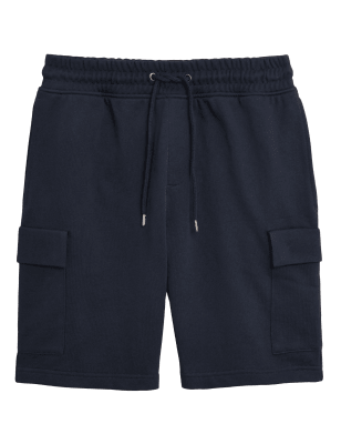 

Mens M&S Collection Pure Cotton Jersey Cargo Shorts - Dark Navy, Dark Navy