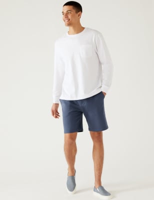 

Mens M&S Collection Pure Cotton Drawstring Jersey Shorts - Air Force Blue, Air Force Blue