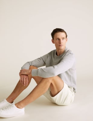 

Mens M&S Collection Pure Cotton Drawstring Jersey Shorts - Ecru, Ecru