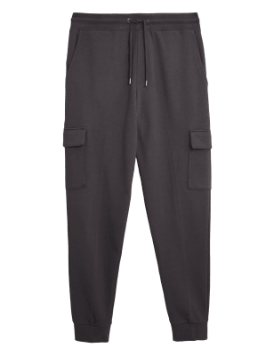 

Mens M&S Collection Cuffed Pure Cotton Cargo Joggers - Carbon, Carbon