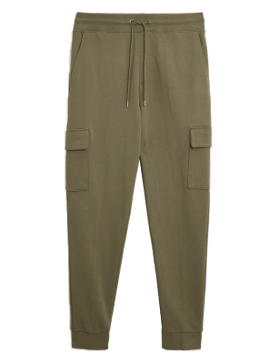 

Mens M&S Collection Cuffed Pure Cotton Cargo Joggers - Cedar, Cedar