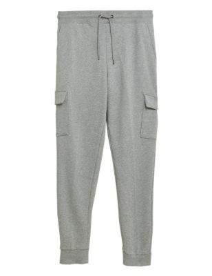 

Mens M&S Collection Cuffed Pure Cotton Cargo Joggers - Grey Marl, Grey Marl