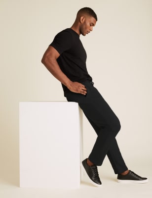 

M&S Collection Pantalones deportivos 100% algodón de pata rectaMens - Black, Black